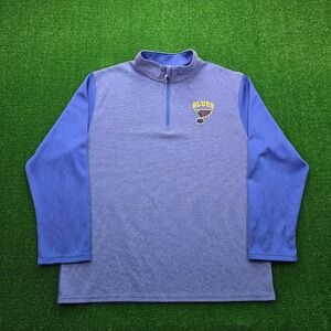 St Louis Blues Sweatshirt Mens XL Blue Quarter 1/4 Zip Pullover NHL Hockey